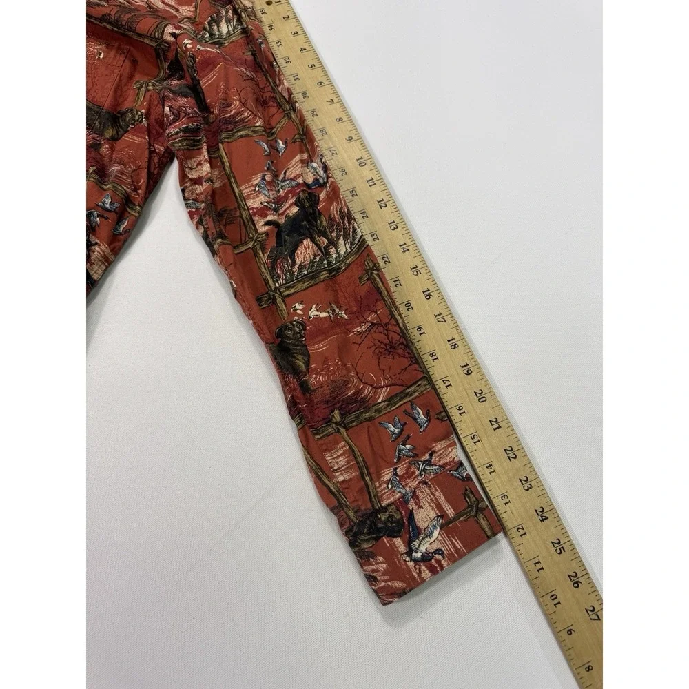 Magellan Sportswear Shirt Men Large Bird Dog Hunting AOP Button Down Outdoor Red